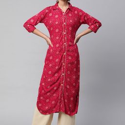 V TRADITION Women Red Bandhani Printed Kurta-picture-18