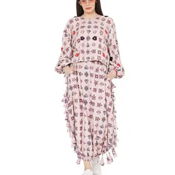PS PRET BY PAYAL SINGHAL Women Pink & Blue Printed Top with Skirt-image-15