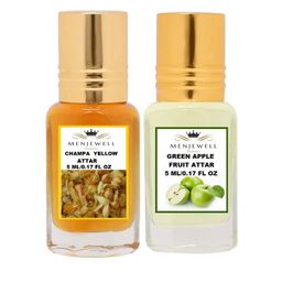 Menjewell Pack of 2 Attar Champa Yellow And Green Apple 5ml-30