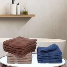 BIANCA Set Of 12 Multicoloured Solid 380 GSM Pure Combed Cotton Terry Face Towels-image-104