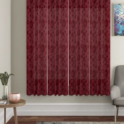 HOSTA HOMES Maroon Set of 4 Geometric Window Curtain-13