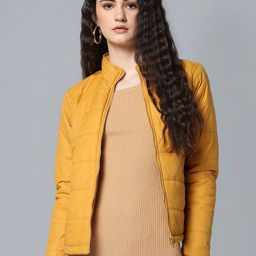 Flying Machine Women Yellow Solid Puffer Jacket-13