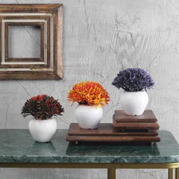 FOLIYAJ Set Of 3 Artificial Mini Bushes With Pot-12