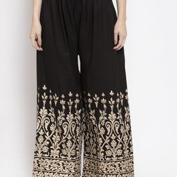 Clora Creation Women Black Printed Wide Leg Palazzos-21