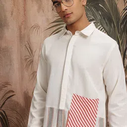 Sangria Pure Cotton Striped Detail Shirt-image-18