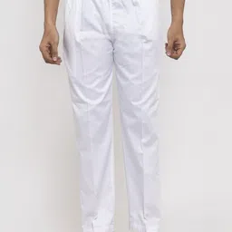 KLOTTHE Men White Regular Fit Solid Regular Trousers-image-25