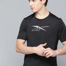 Reebok Men Black Printed Workout Ready Activchill Technology Training or Gym T-shirt-image-7