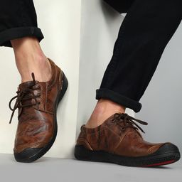 Buckaroo Men Tan Brown Solid Leather Flat Boots-picture-38