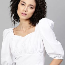 STREET 9 White Puff Sleeves Blouson Top-image-36
