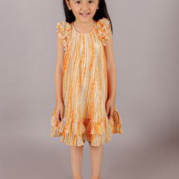 LIL DRAMA Girls Abstract Printed Ruffles Accordion Pleats A-Line Dress-picture-17