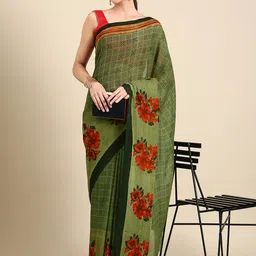 HERE&NOW Ethnic Motifs Printed Poly Georgette Saree-picture-23