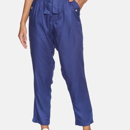 Campus Sutra Women Navy Blue Solid Peg Trousers-image-90