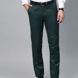 MANQ Men Green Smart Slim Fit Solid Formal Trousers-image-28