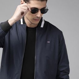 Arrow Men Navy Blue Bomber Jacket-image-84