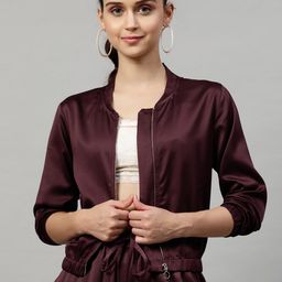 STREET 9 Women Maroon Solid Lightweight Tailored Jacket-picture-35