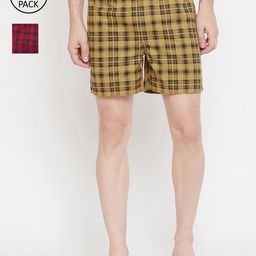 Crimsoune Club Men Pack Of 2 Checked Woven Pure Cotton Boxers BX4109-4