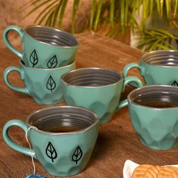 Unravel India Set Of 6 Blue & Black Printed Studio Pottery Ceramic Tea Coffee Mugs-21