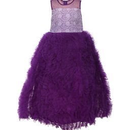 Samsara Couture Girls Purple Embroidered Fit and Flare Dress-image-18