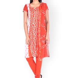 SOUNDARYA Orange Bandhni Print Unstitched Dress Material-image-54