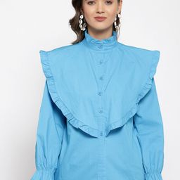 iki chic Blue Ruffles Regular Top-image-36