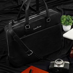 LOUIS STITCH Unisex Textured Leather Laptop Bag-image-89