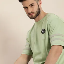 Difference of Opinion Men Mint Green Round Neck Drop-Shoulder Sleeves Cotton Loose T-shirt-image-96