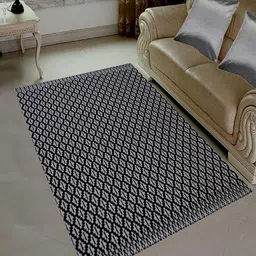 MRIC White & Black Geometric Handmade Woollen Carpet-image-53
