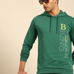 Being Human Brand Logo Printed Pure Cotton Hooded Sweatshirt-picture-28