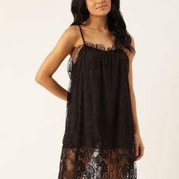 Ms Lingies Women Black Self-Designed Net Baby Doll-picture-9