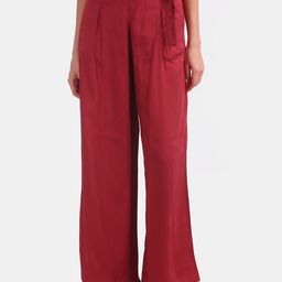 U.S. Polo Assn. Women Women Red Regular Fit Solid Parallel Trousers-picture-3