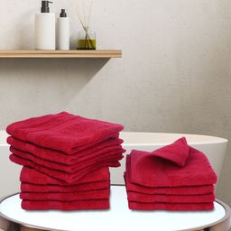 BIANCA Set Of 12 Red Solid 380 GSM Pure Combed Cotton Terry Face Towels-image-83