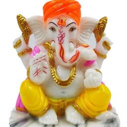 Frizka White & Yellow Ganapti Idol Showpiece-image-85