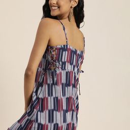 Taavi Ikat Printed A-Line Dress-image-34