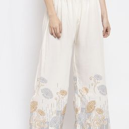 Clora Creation Women Cream-Coloured Printed Wide Leg Palazzos-25
