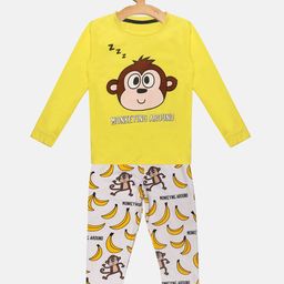Lazy Shark Boys Yellow & Off-White Printed Night suit-25