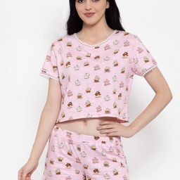 Claura Pink Printed Nightsuit-image-80