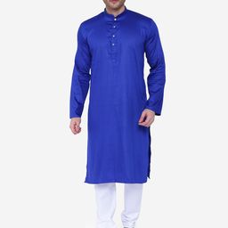 RAJUBHAI HARGOVINDAS Men Blue Solid Straight Kurta-image-21