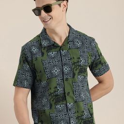 HERE&NOW Slim Fit Ethnic Motifs Printed Casual Shirt-image-35