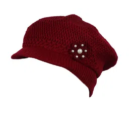 iSWEVEN Women Maroon Self-Design Expandable Visor Cap-image-64
