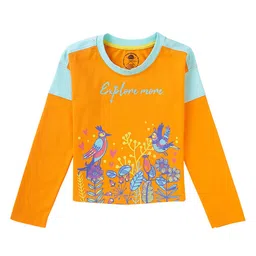 Cub McPaws Girls Orange Printed Round Neck T-shirt-image-12