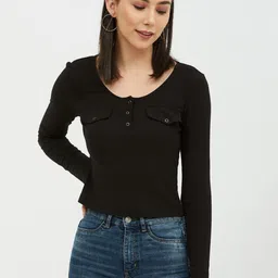 Harpa Women Black Solid Regular Top-image-96