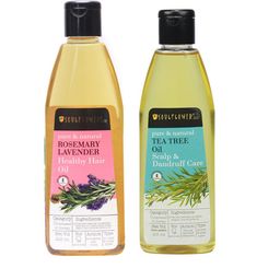Soulflower Set of Rosemary Lavender Healthy & Tea Tree Hair Treatment Oil - 225 ml each-36