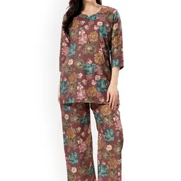 NIGHT FLOSS Printed Pure Cotton Night Suit-image-95