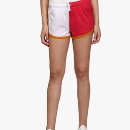 Kotty Women White & Red Colourblocked Regular Fit Shorts-16