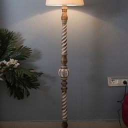 Homesake Beige Solid Handcrafted Club Lamp with Shade-36