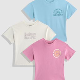 NEXT Girls Pack Of 3 Pure Cotton Typography Printed T-shirts-picture-25