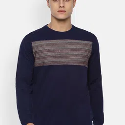 Louis Philippe Jeans Men Navy Blue Striped Sweatshirt-image-15