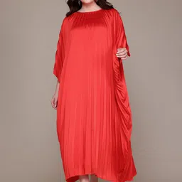 MANGO Accordian Pleats Kimono Sleeves Party Satin Kaftan Maxi Dress-image-33