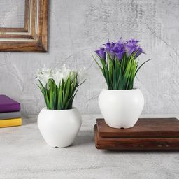 FOLIYAJ Set Of 2 Artificial Lily Flowers With Pot-45