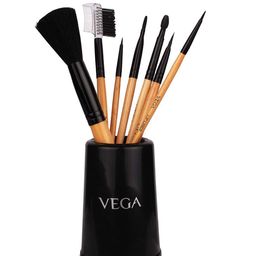 VEGA Women Set of 7 Beige & Black Makeup Brushes EVS-7-19